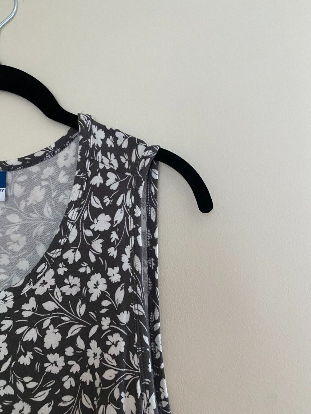 Grey and White Floral Tank Top